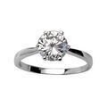Bagues sur Artemare : Bague en argent rhodi&eacute; solitaire en oxyde blanc serti 6 griffes