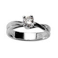 Bagues sur Artemare : Bague en argent rhodi&eacute; 2 brins crois&eacute;s avec solitaire en oxyde blanc serti 4 griffes