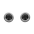 Boucles d'oreilles en acier oxyde rond noir serti clos et fermoir poussette Artemare