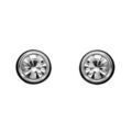 Boucles d'oreille sur Artemare : Boucles d'oreilles en acier oxyde rond blanc serti clos grand mod&egrave;le et fermoir poussette