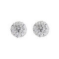 Boucles d'oreille sur Artemare : Boucles d'oreilles en argent rhodi&eacute; boule de r&eacute;sine et strass blancs fermoir poussette