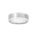 Alliance en argent rhodi&eacute; 6mm avec bande satin&eacute;e au milieu et bords brillants
