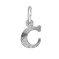 Pendentif en argent rhodi&eacute; lettre C stri&eacute;es