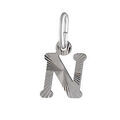 Pendentifs sur Artemare : Pendentif en argent rhodi&eacute; lettre N stri&eacute;es