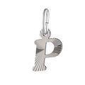 Pendentif en argent rhodi&eacute; lettre P stri&eacute;es