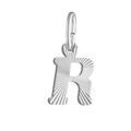 Pendentifs sur Artemare : Pendentif en argent rhodi&eacute; lettre R stri&eacute;es