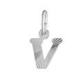 Pendentifs sur Artemare : Pendentif en argent rhodi&eacute; lettre V stri&eacute;es