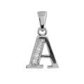 Pendentifs sur Artemare : Pendentif en argent rhodi&eacute; lettre A orn&eacute;e d'oxydes blancs sur une partie