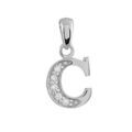 Pendentifs sur Artemare : Pendentif en argent rhodi&eacute; lettre C orn&eacute;e d'oxydes blancs sur une partie
