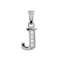 Pendentifs sur Artemare : Pendentif en argent rhodi&eacute; lettre J orn&eacute;e d'oxydes blancs sur une partie
