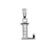 Pendentif en argent rhodi&eacute; lettre L orn&eacute;e d'oxydes blancs sur une partie