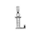 Pendentifs sur Artemare : Pendentif en argent rhodi&eacute; lettre L orn&eacute;e d'oxydes blancs sur une partie