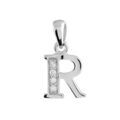 Pendentifs sur Artemare : Pendentif en argent rhodi&eacute; lettre R orn&eacute;e d'oxydes blancs sur une partie
