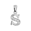 Pendentif en argent rhodi&eacute; lettre S orn&eacute;e d'oxydes blancs sur une partie