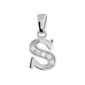 Pendentifs sur Artemare : Pendentif en argent rhodi&eacute; lettre S orn&eacute;e d'oxydes blancs sur une partie