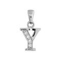 Pendentif en argent rhodi&eacute; lettre Y orn&eacute;e d'oxydes blancs sur une partie
