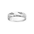 Alliance en argent rhodi&eacute; satin&eacute; 5mm et diamant&eacute;e 2 traits en biais Artemare