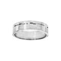 Alliance en argent rhodi&eacute; satin&eacute; 6mm avec 5 sillons r&eacute;guliers et une rainure brillante