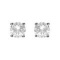 Boucles d'oreille sur Artemare : Boucles d'oreilles tige solitaire en Argent rhodi&eacute; oxyde rond blanc de 5mm serti 4 griffes