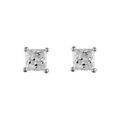 Boucles d'oreille sur Artemare : Boucles d'oreille tige solitaire en argent rhodi&eacute; pierre blanche carr&eacute;e 4mm serti 4 griffes