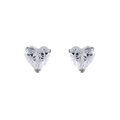 Boucles d'oreille sur Artemare : Boucles d'oreilles en argent rhodi&eacute; oxyde blanc en forme de coeur et fermoir poussette