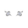 Boucles d'oreille sur Artemare : Boucles d'oreilles en argent rhodi&eacute; 2 brins en S avec oxyde blanc au centre et fermoir poussette