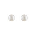 Boucles d'oreille sur Artemare : Boucles d'oreilles en argent rhodi&eacute; perle de culture d'eau douce 4,5mm et fermoir poussette