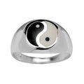 Chevali&egrave;re en argent avec plateau ovale Yin & Yang Artemare