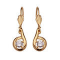 Boucles d'oreilles pendantes en plaqu&eacute; or forme escargot avec oxyde blanc serti au centre et fermoir dormeuse