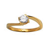 Bague en plaqu&eacute; or solitaire en oxyde blanc serti 4 griffes sur monture en forme de vague
