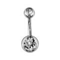 Piercing sur Artemare : Piercing de nombril en acier et avec oxydes blancs sur les boules
