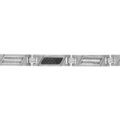Bracelets sur Artemare : Bracelet en acier alternance de longs maillons ajour&eacute;s en biais et orn&eacute;s de 2 c&acirc;bles gris et longs maillons avec milieu en carbone motif tress&eacute; en biais - longueur 19cm + 1,5cm r&eacute;glable par double fermoir