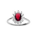 Bagues sur Artemare : Bague en argent rhodi&eacute; collection joaillerie oxyde rouge au centre et petits oxydes blancs autour