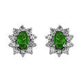 Boucles d'oreille sur Artemare : Boucles d'oreilles en argent rhodi&eacute; collection joaillerie oxyde vert au centre et petits oxydes blancs autour et fermoir avec poussette