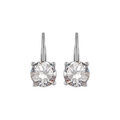 Boucles d'oreilles en argent rhodi&eacute; oxyde rond blanc de 6mm serti 4 griffes et fermoir dormeuse Artemare