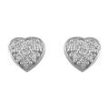 Boucles d'oreille sur Artemare : Boucles d'oreilles en argent rhodi&eacute; coeur orn&eacute; d'oxydes blancs et fermoir poussette