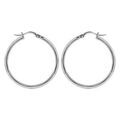 Boucles d'oreille sur Artemare : Cr&eacute;oles en acier fil lisse 34 mm et fermoir crochet