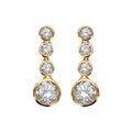 Boucles d'oreilles pendantes en plaqu&eacute; or oxydes blancs en cascade et fermoir poussette