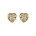 Boucles d'oreille sur Artemare : Boucles d'oreilles en plaqu&eacute; or coeur pav&eacute; d'oxydes blancs cercl&eacute; et fermoir poussette