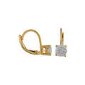 Boucles d'oreille sur Artemare : Boucles d'oreilles en plaqu&eacute; or solitaire oxyde rond blanc 6 mm serti 4 griffes et fermoir dormeuse