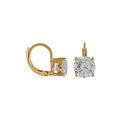 Boucles d'oreille sur Artemare : Boucles d'oreilles en plaqu&eacute; or solitaire oxyde rond blanc 8 mm serti 4 griffes et fermoir dormeuse