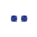 Boucles d'oreille sur Artemare : Boucles d'oreilles tige solitaire en argent rhodi&eacute; clou de 4mm oxyde bleu saphir serti 4 griffes