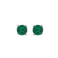 Boucles d'oreille sur Artemare : Boucles d'oreilles tige solitaire en argent rhodi&eacute; clou de 4mm oxyde vert serti 4 griffes