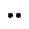 Boucles d'oreille sur Artemare : Boucles d'oreilles tige solitaire en argent rhodi&eacute; clou de 4mm oxyde noir serti 4 griffes