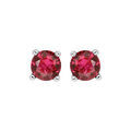 Boucles d'oreilles tige solitaire en argent rhodi&eacute; clou de 4mm oxyde fuschia serti 4 griffes tte Artemare