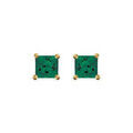 Boucles d'oreille sur Artemare : Boucles d'oreilles en plaqu&eacute; or solitaire oxyde carr&eacute; vert serti 4 griffes et fermoir poussette