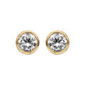 Boucles d'oreille sur Artemare : Boucles d'oreilles en plaqu&eacute; or ronde avec oxyde blanc de 5mm serti clos et fermoir poussette
