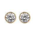 Boucles d'oreille sur Artemare : Boucles d'oreilles en plaqu&eacute; or ronde avec oxyde blanc de 6mm serti clos et fermoir poussette