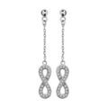 Boucles d'oreille sur Artemare : Boucles d'oreilles pendantes en argent rhodi&eacute; cha&icirc;nette avec infini orn&eacute; d'oxydes blancs sertis petit mod&egrave;le et fermoir poussette