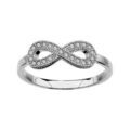 Bagues sur Artemare : Bague en argent rhodi&eacute; forme infini en oxydes blancs